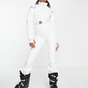 ASOS White Ski Jumpsuit with Waist Belt